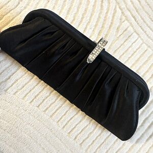Black vintage satin clutch